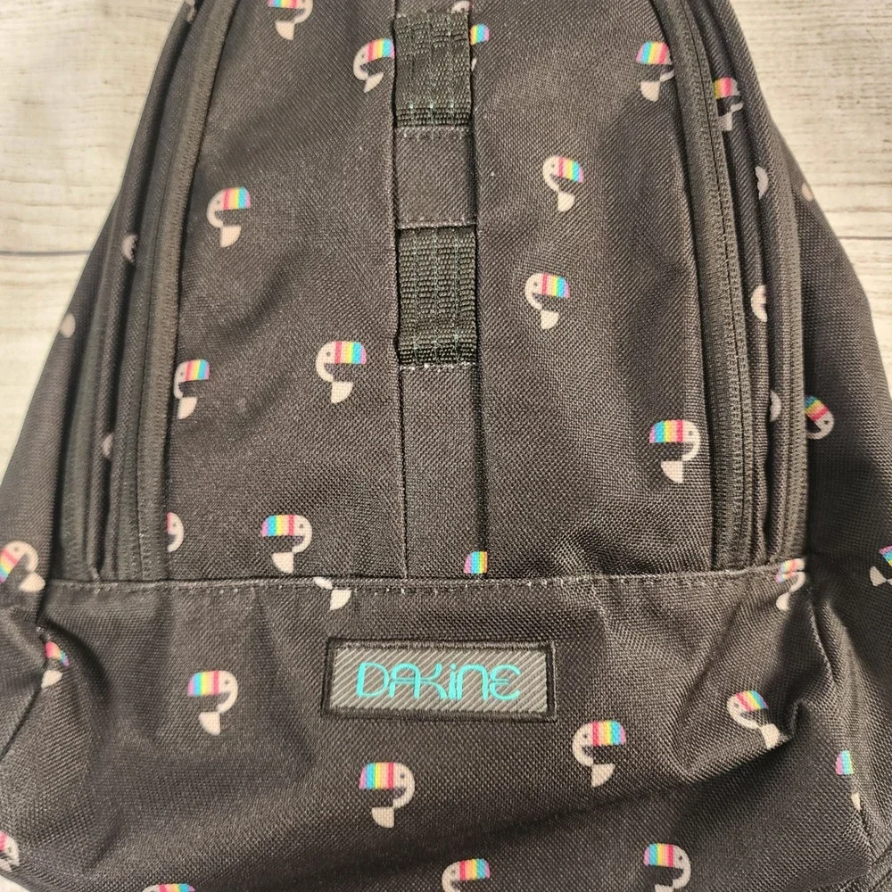 Dakine Cosmo 6.5L Mini Backpack Black Rainbow Toucan Pattern 8210060 Daypack